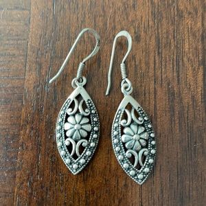 Sterling silver teardrop flower earrings FINAL PRICE